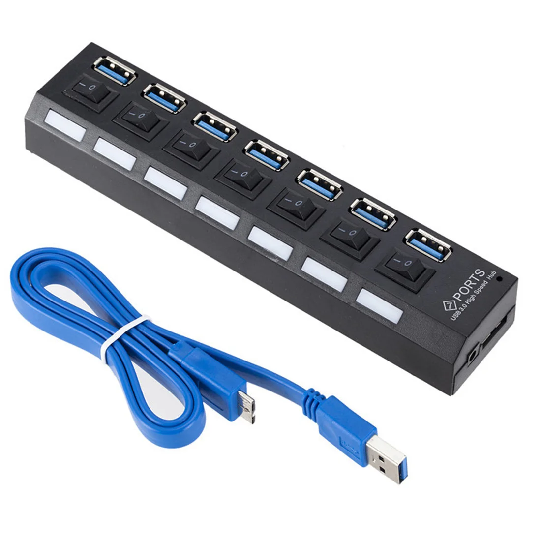 XT-XINTE Мульти USB разветвитель USB 3,0 концентратор переключатель "ВКЛ/ВЫКЛ" 4/7 Порты расширитель несколько usb-камера с флеш-картой памяти Мощность адаптер EU/US USB3.0 концентратор