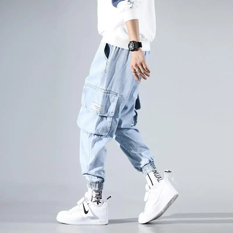 Джинсы-шаровары мужские с вышивкой модные повседневные Джоггеры в стиле хип-хоп