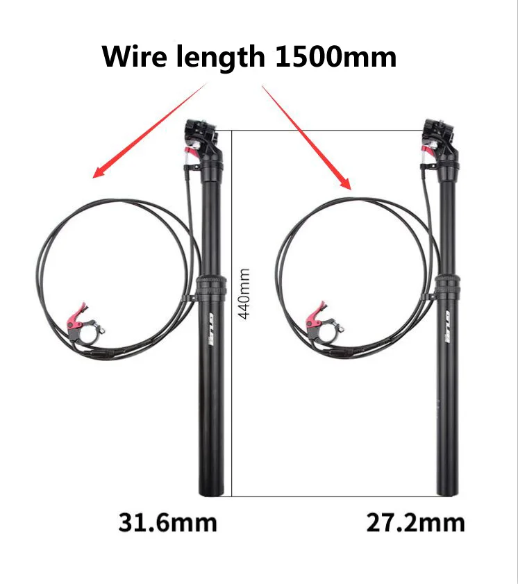 Новая GUB стойка сидения для горного велосипеда Регулировка Подвески 27,2/31,6x440 мм Дистанционное управление путешествия 100 мм