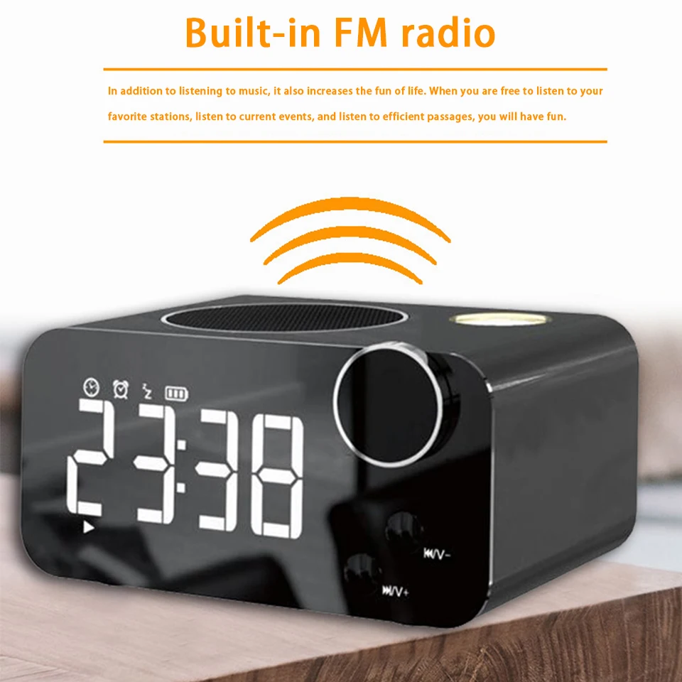 Беспроводной Bluetooth динамик FM радио будильник светодиодный HD дисплей сабвуфер