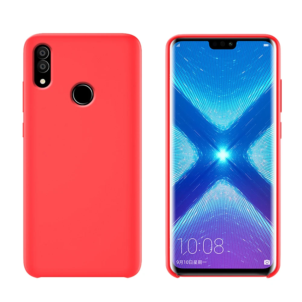 Красный Для honor 8X чехол, мягкая Жидкая силиконовая задняя крышка для huawei honor 10 lite 8X20 pro, защитный противоударный чехол - Цвет: Красный