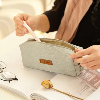 

Kawaii Canvas High Capacity Pen Bags Cute Letter Pencil Bags For Supplies Korean Stationery Pencil Box School Box for Boys Girls