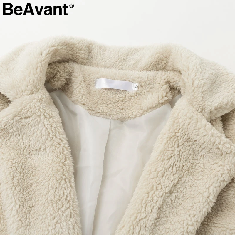BeAvant модное пальто из искусственного меха размера плюс, женское теплое пальто с длинным рукавом на осень и зиму, уличная одежда, женские мягкие длинные пальто