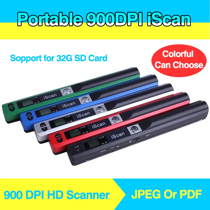 Digital Portable iScan Mini Scanner 900DPI LCD Display JPG/PDF Format Document Image Iscan Handheld Scanner A4 Book