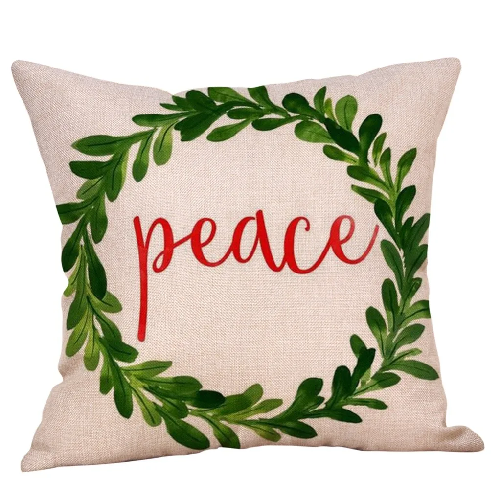Pillow cove Merry Christmas Pillow Cases Cotton Linen Sofa Cushion Cover Home Decor Christmas letter pattern print pillowcase - Цвет: B
