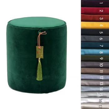 

Customizable Colors Velvet Dressing Stool Chinese Style Luxury Tassel Makeup Bench Ottoman Creative Pouf Home Furniture 35*40cm