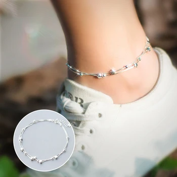 

Mocanie Fashion Simple Light Beads Star Anklet for Women Sterling Silver 925 Box Chain Anklet Fine Jewelry Student Gift 2020 New