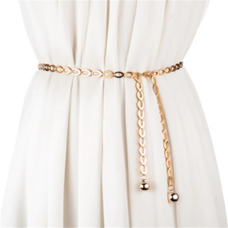 Cinturones dorados de cintura alta para mujer, cinturón a la moda que combina con todo, joyería de fiesta, cinturones cadena Metal para de mujer| - AliExpress