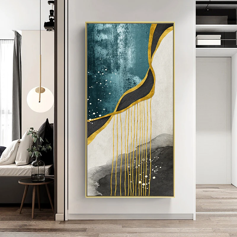 Waliicorners Abstract Green Yellow Shining Dold Canvas Painting Golden Poster Modern Wall Art Pictures 8 Ha4c5ebd0c0e44c46b1556830777b3d0cR
