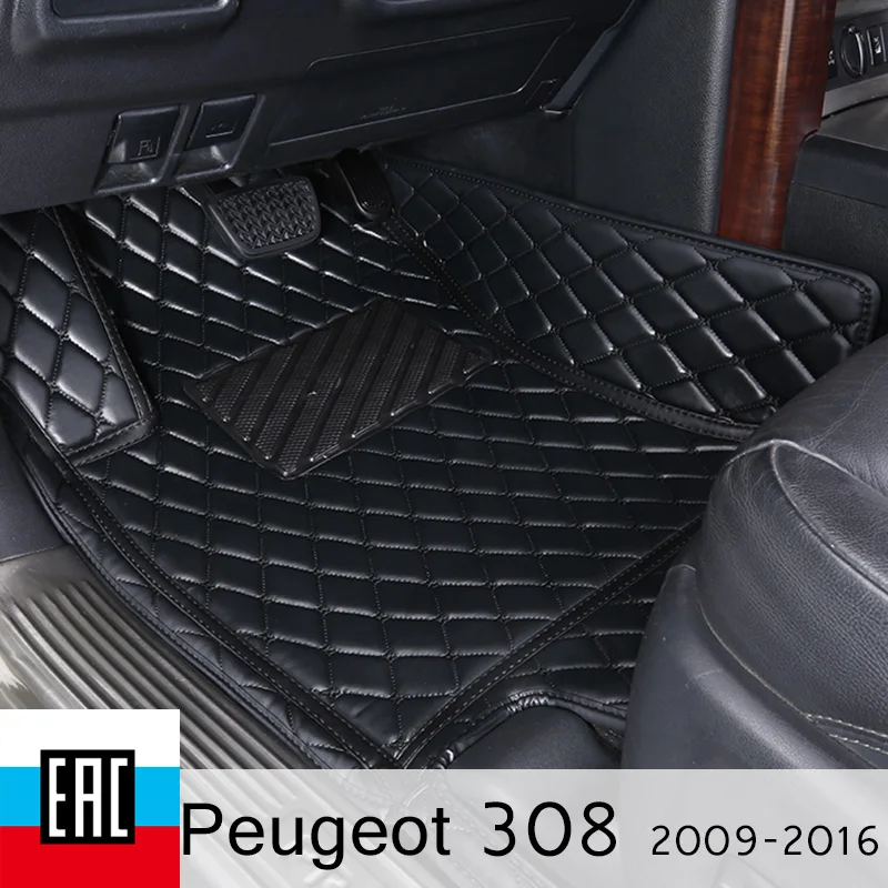 Коврики для авто Peugeot 308 2009-2016 лево руль автомобиля аксессуары из экокожи в