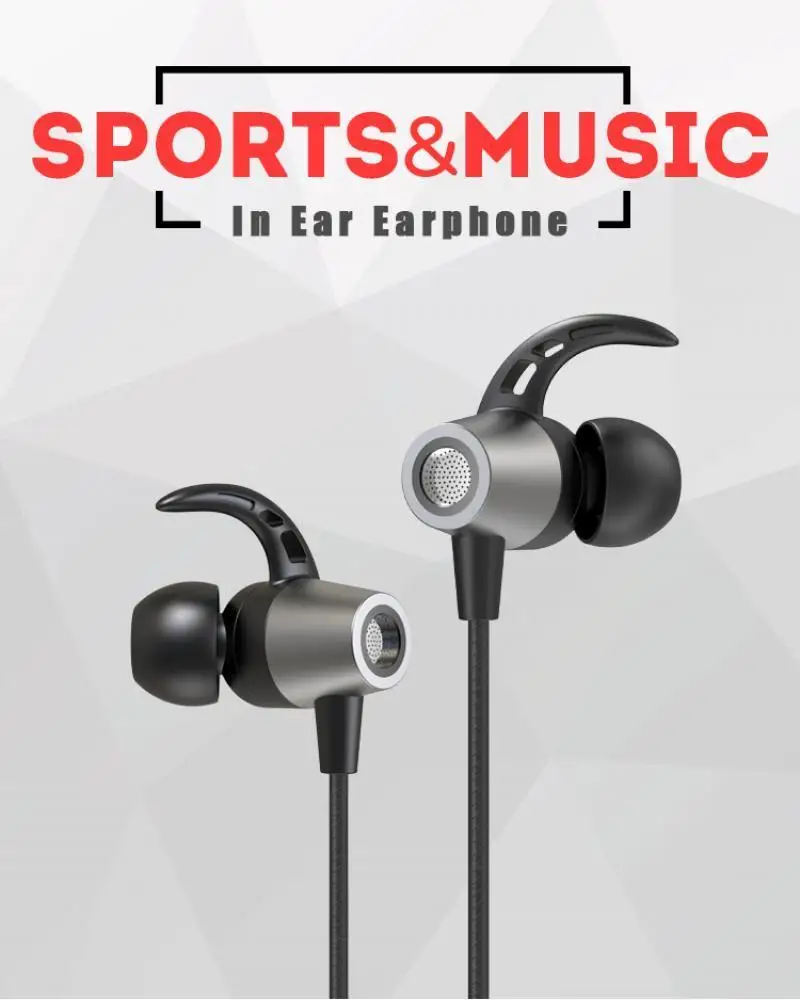 

C3 In-Ear Metal Wired Earphone Mobile Phone Line Control Sport Running Music Headset with Mic Waterproof Noise Reduction Earbuds