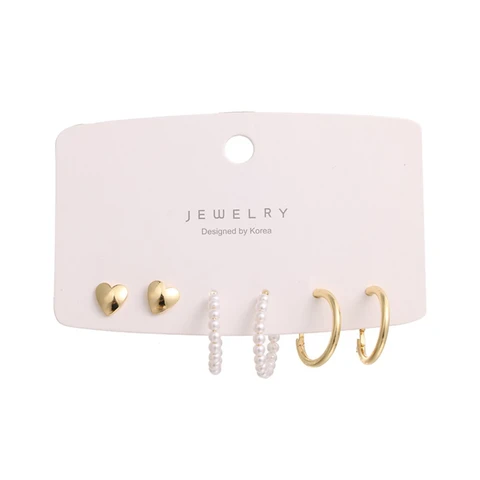 Gold Silver Color Round Hoop Earrings Set For Women Acrylic Pearl Circle Hoop Earrings 2021 Trend Brincos Party Jewelry