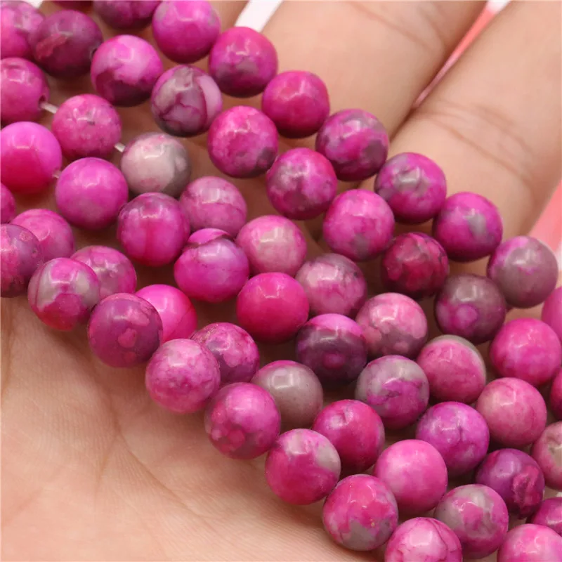 Fashion Natural Stone Rose Red Crazy Agates Jades Round Loose 4/6/8/10/12mm Women's DIY Jewelry Making Free Shipping 15inch Y521 |