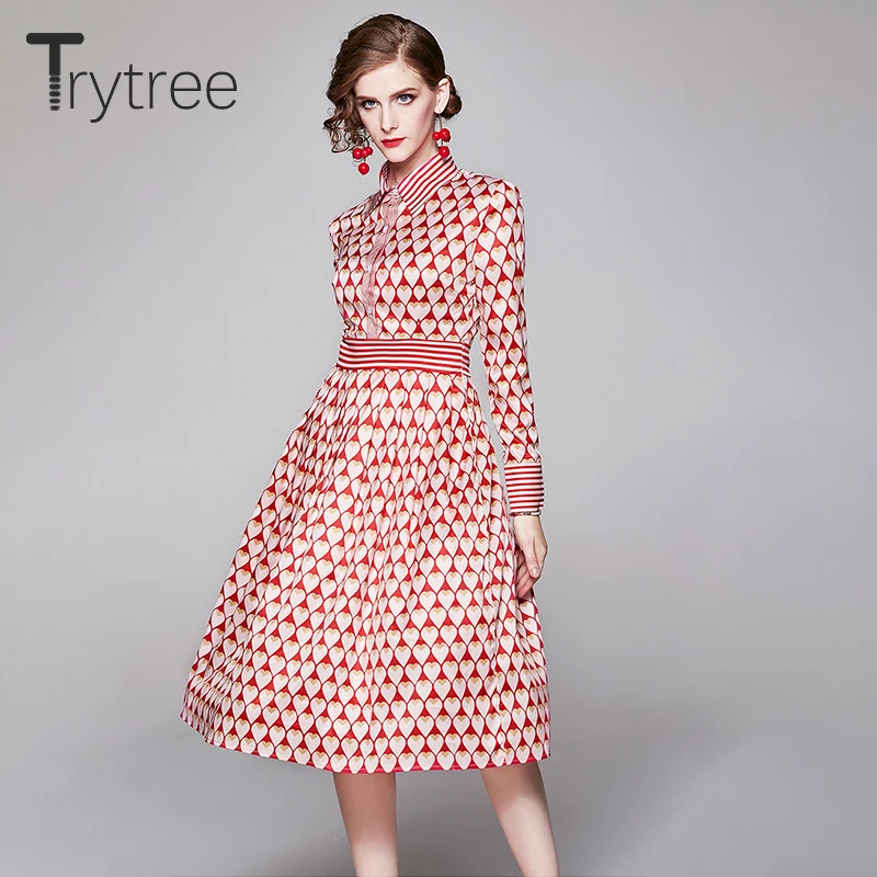 Осенне зимнее женское Повседневное платье Trytree однобортное модное элегантное