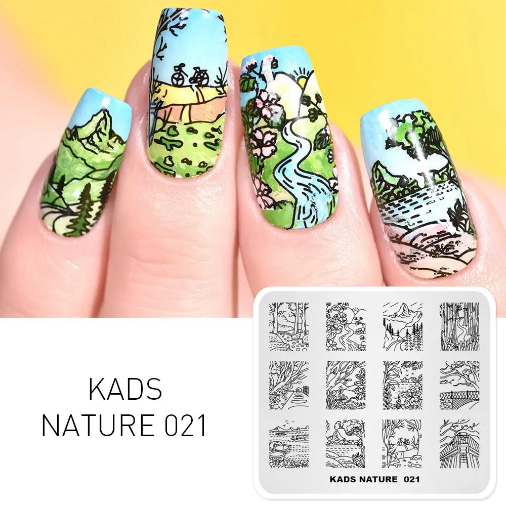 45 дизайнов штамповки шаблон ногтей пластины для штамповки природы серии изображения ногтей штампы маникюрные штампы трафареты печати - Цвет: Nature 021