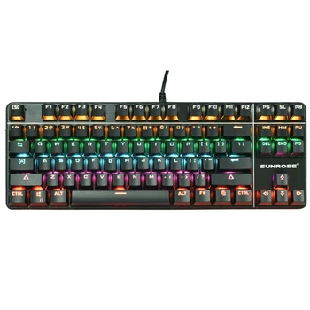 

Wired Gaming 87 Keys Green Axis Russian/English Mechanical Keyboard RGB LED Backlight USB PC Keyboard for Laptop Desktop
