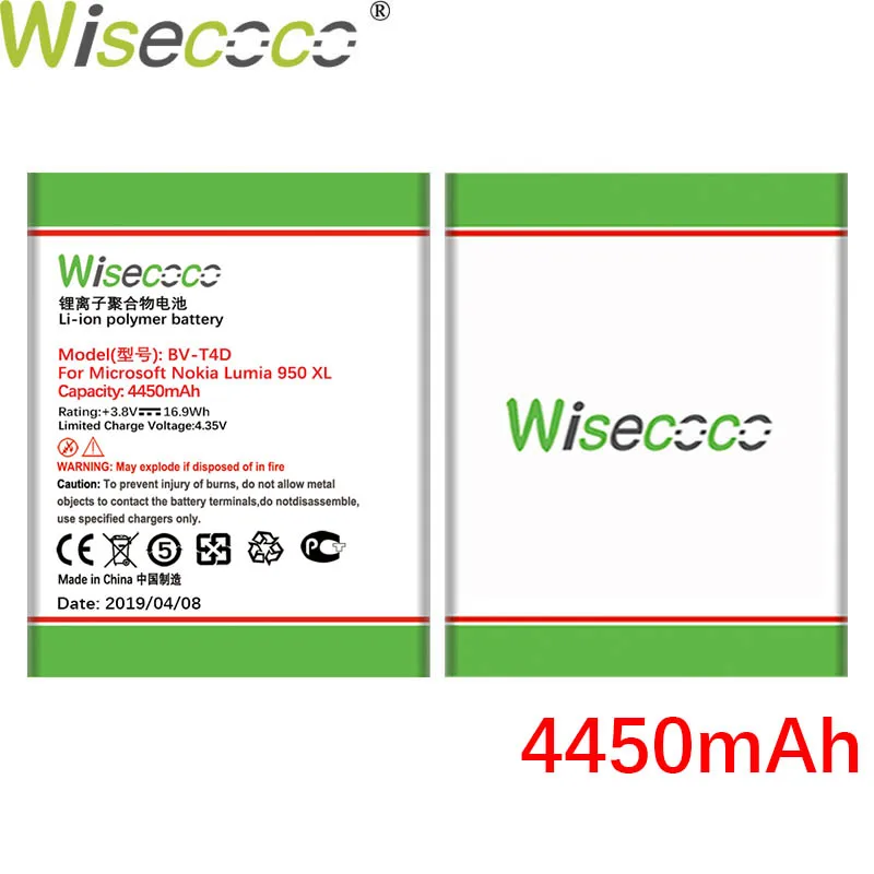 WISECOCO BV-T4D/BVT4D 4450 мАч аккумулятор для microsoft Nokia Lumia 950 XL CityMan 940 XL RM-1118 RM-1116 аккумулятор высокого качества