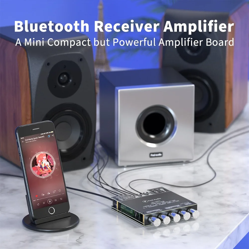 5 channel amp Fosi Audio TB21 Bluetooth Sound Power Amplifier Board 2.1 Channel Mini Wireless Audio Digital Amp Module 50W x2 100W Subwoofer sound amplifier