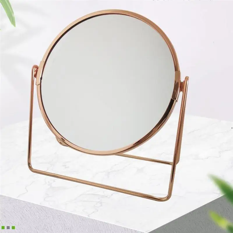 Round Makeup Cosmetic Mirror 360 Degree Rotation Two Side Mirror Magnifier Stainless Steel