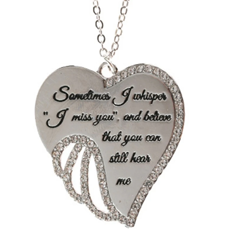 Sometimes I Whisper I Miss You, And Believe That You Can Still Hear Me Elegant Sanctity Angel Wing Necklace Jewelry Gifts