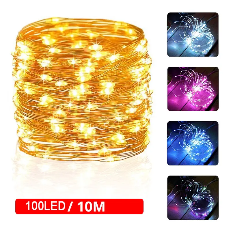 

10M 100 LED Starry String battery Lights Fairy Micro LED Transparent Copper Wire for Party Christmas Wedding Party outdoor