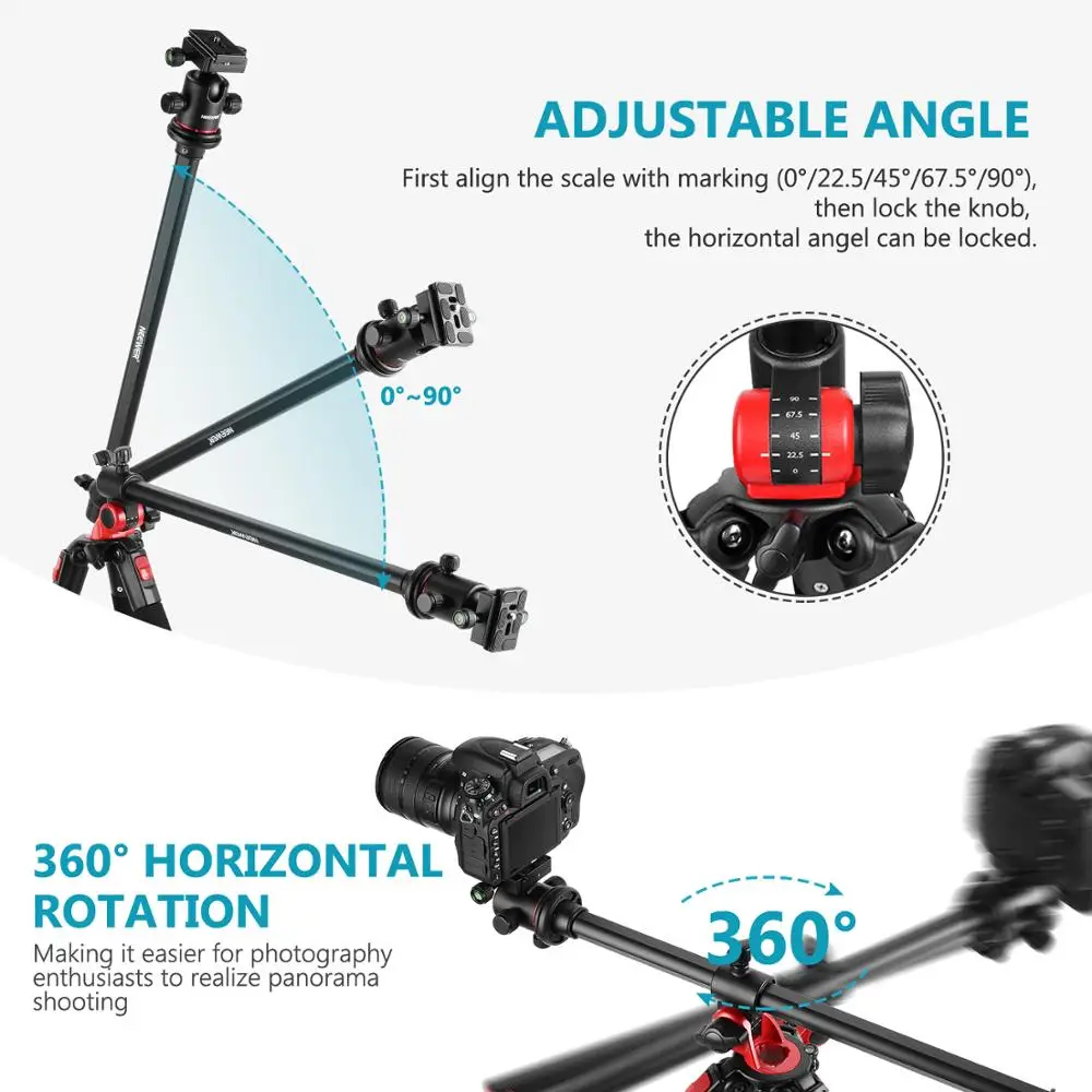 Neewer Camera Tripod Monopod Carbon Fiber with Rotatable Center Column-Portable Lightweight75 inches/191 Centimeters360 Degree