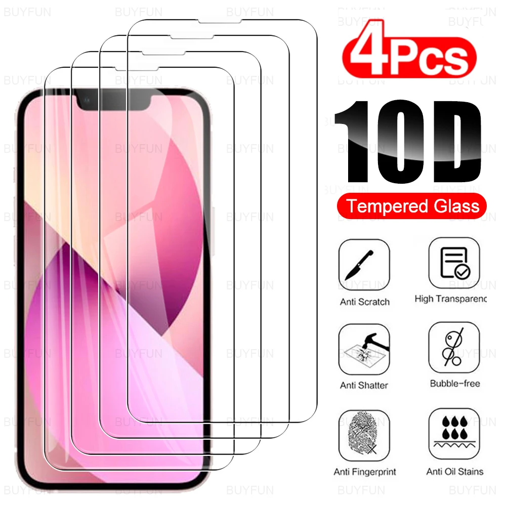 4 шт. 10D Temepred стекло для iPhone 13 Pro Max Защитное iPhone13 ipone mini 13Pro прозрачная HD пленка |