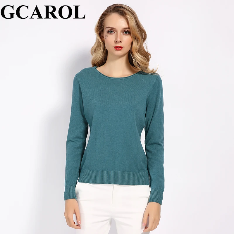 

GCAROL New Arrivals Fall Winter 30% Wool Sweater Stretch OL Knit Jumper Bright Color Basic Render Knitted Tops S-2XL