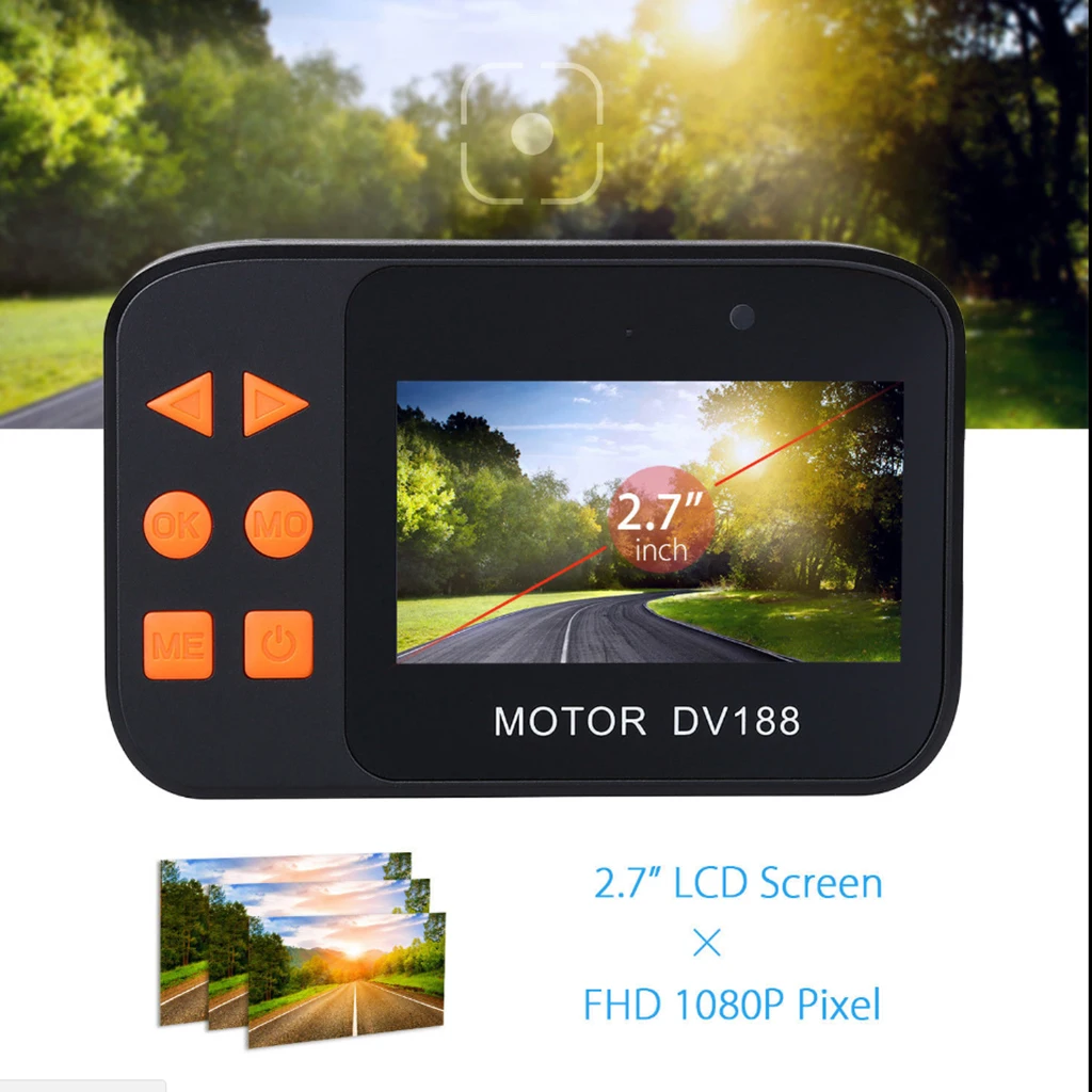 1 Set DV188 Action Camera Motorcycle FHD 1080P DVR Camcorder 2.7 Inch LCD Video Recorder 130° 2 Waterproof Camera Multi-language