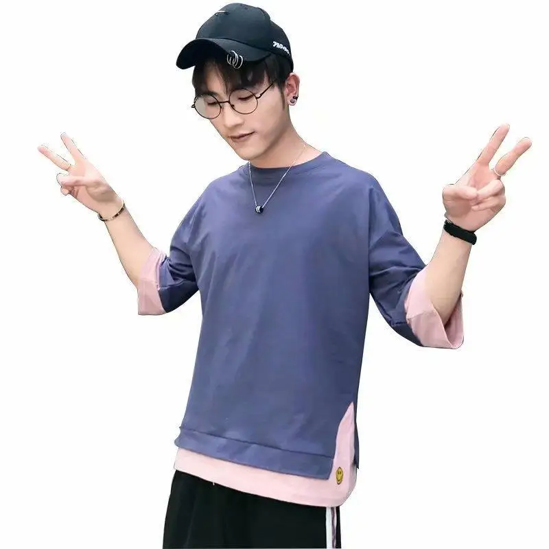 

Hip Hop New Style 2019 Spring MEN'S Wear Pullover Half-sleeve Shirt/Half-sleeve Shirt Youth Popularity Not Hooded Collar MEN'S T