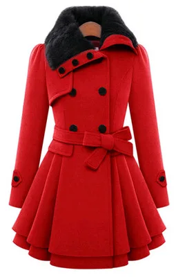 Women's Winter Slim Long Wool Sherpa Coat Double Breasted Padded Korean Cashmere Coat England Style Trench 6