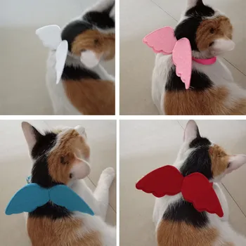 

Cute Pet Angel Wing Collar Bell Nylon Webbing Cat Supplies Pet Collar Neck Strap Necklace Accessories for Small Dogs Cats