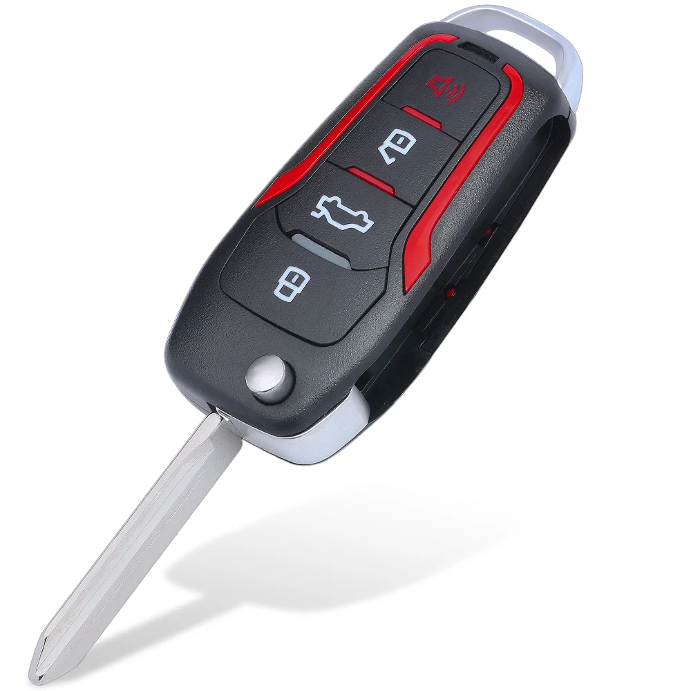 KEYECU 315 МГц 4D63 80Bit чип обновленный красный флип дистанционный ключ 4 кнопки для Ford Focus F150 F250 Fusion FCC: CWTWB1U331