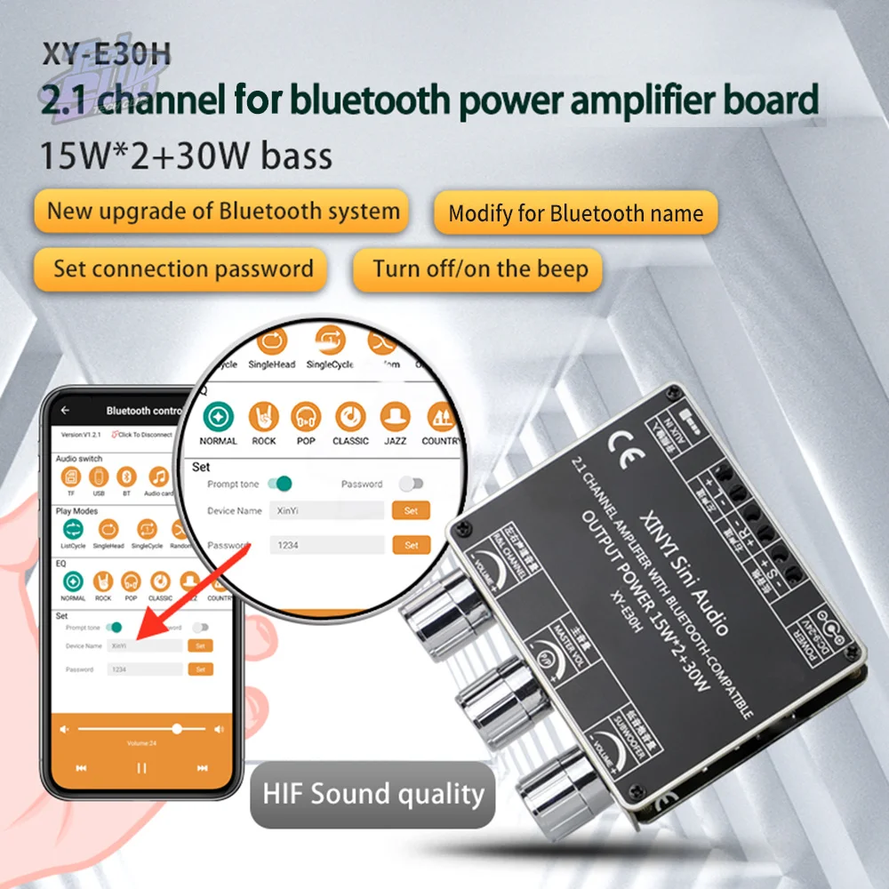 

XY-E30H 2.1 Channel Bluetooth-Compatible Audio Power Amplifier Board Module High And Low Bass Subwoofer Tool Accessories