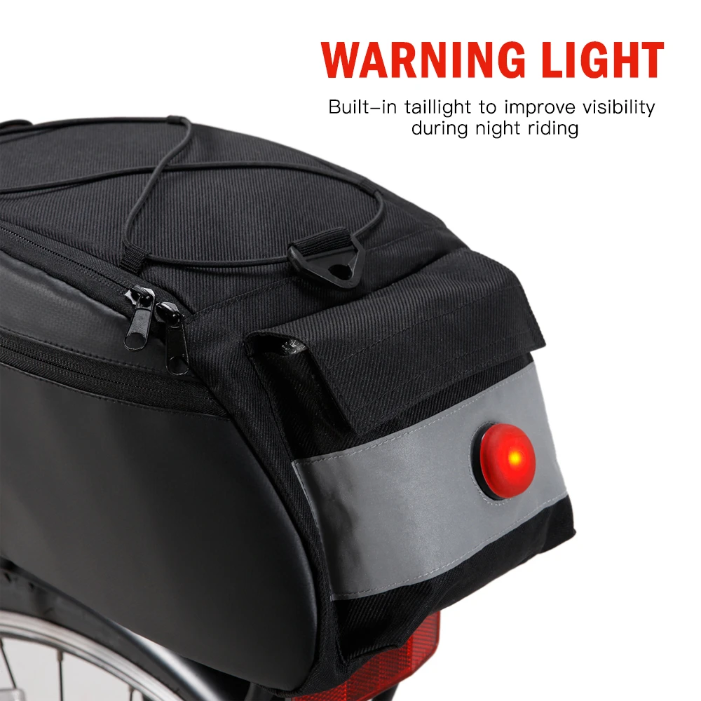 Discount 10L Bike Rack Bag Waterproof Cycling Bike Rear Seat Cargo Bag Bike Trunk Pack Shoulder Carry Bag with Taillight 2 Discount 10L Bike Rack Bag Waterproof Cycling Bike Rear Seat Cargo Bag Bike Trunk Pack Shoulder Carry Bag with Taillight 2