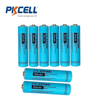 

8PCS PKCELL 10440 battery 3.7v 350MAH lithium battery AAA rechargeble batteries li-ion batteries button top