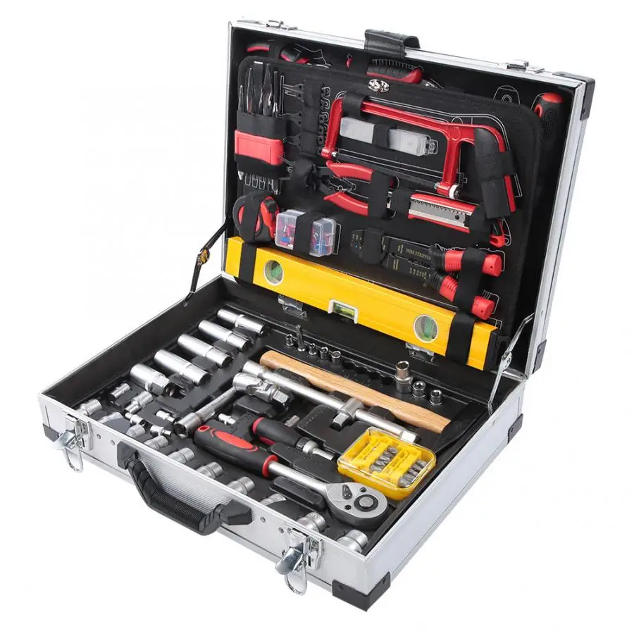 

139pcs General Household Hand Tool Kit Auto Repair Tool with Portable Aluminum Toolbox multifunctional hand Tool set