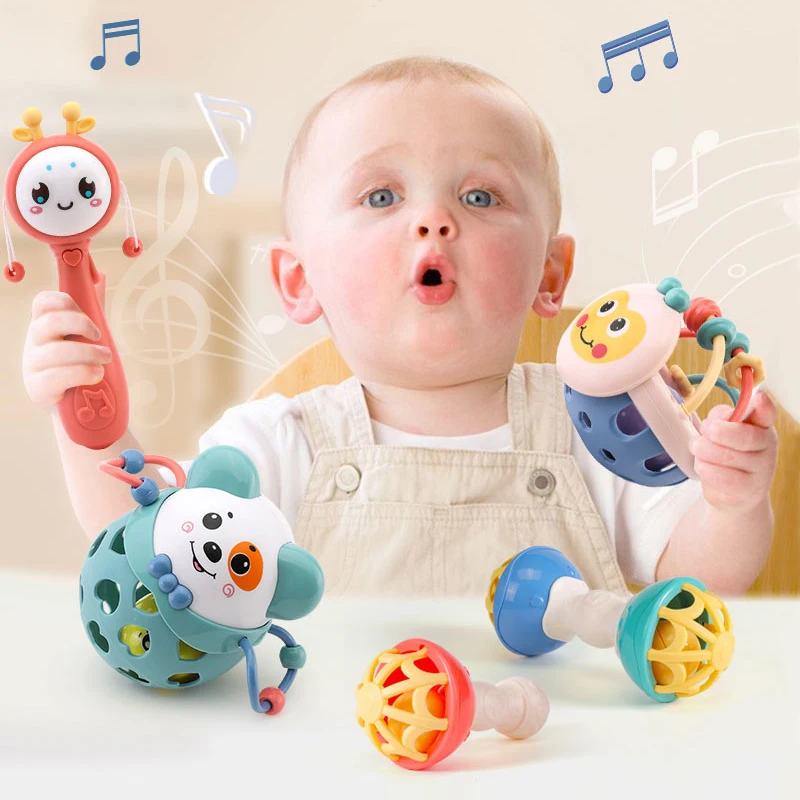 

Baby Rattles Toy Hand Bell Toys 0-12 Months Newborn Soft Plastic Baby Teether Grasping Ball Baby Mobile Educational Toddler Toy