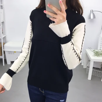 

New autumn and winter Korean version of the breastfeeding knit sweater loose out of the feeding shirt top shirt