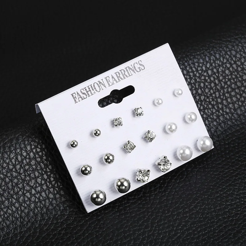Новейший Классический ювелирный набор, черная белая серьга с искусственным жемчугом, Маленькие стразы, серьги-гвоздики для женщин - Окраска металла: ez133yin