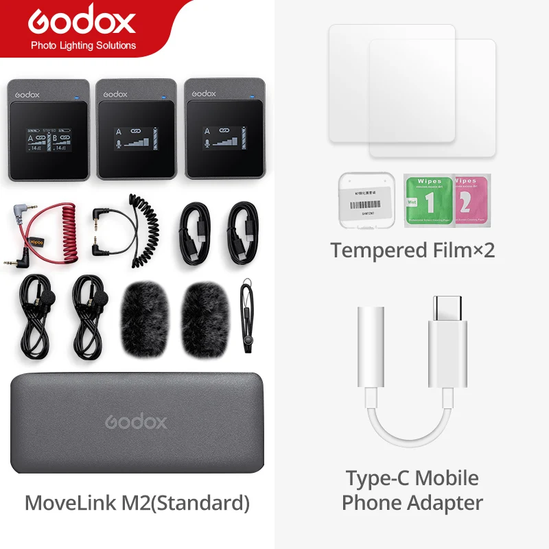 Godox MoveLink M1 M2 Wireless Lavalier Microphone Transmitter Receiver for Phone DSLR Camera Smartphone 2.4GHz Wireless Mic 