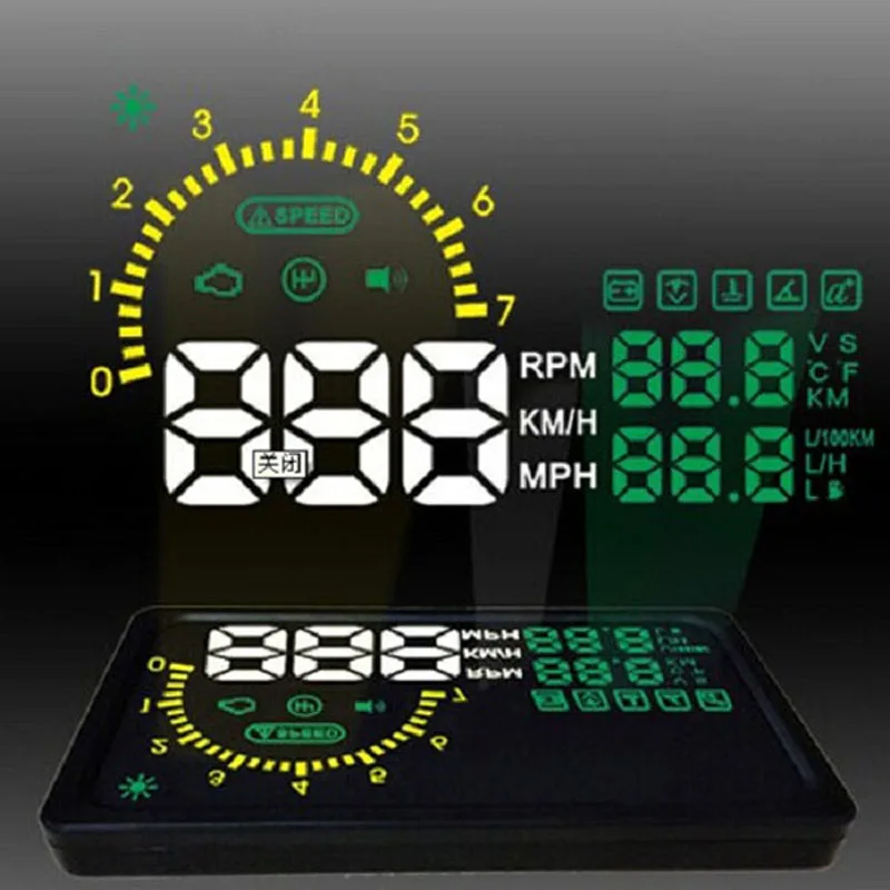 " светодиодный OBD-II HUD Дисплей над скоростью ing Предупреждение скорость/км об/мин/сдвиг света/Индикатор температуры