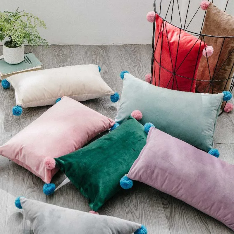 Nodic Style Green Sofa Throw Pillow Cushion Decorative Pillow Home Decor Velvet Pillowcase Luxury Sofa Cushions 30x50cm