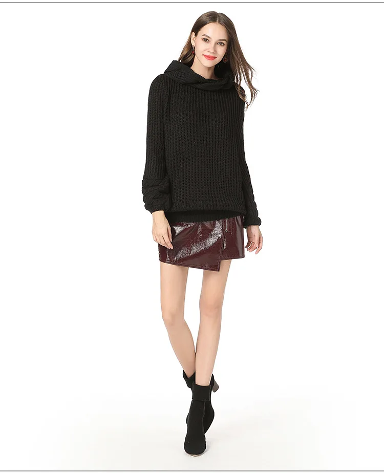 Осень и зима пуловер свитер сплошной цвет теплый свитер Женская мода средней длины Горячая джемпер