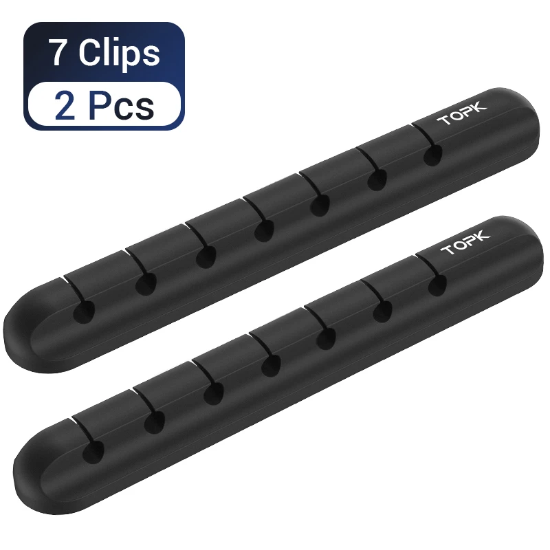 7 Clips - 2 Pieces TOPK Cable Organizer силиконовый USB Cable Winder Настольный аккуратный зажим для управления держатель кабеля для мыши провод для наушников - Цвет: 7 Clips - 2 Pieces
