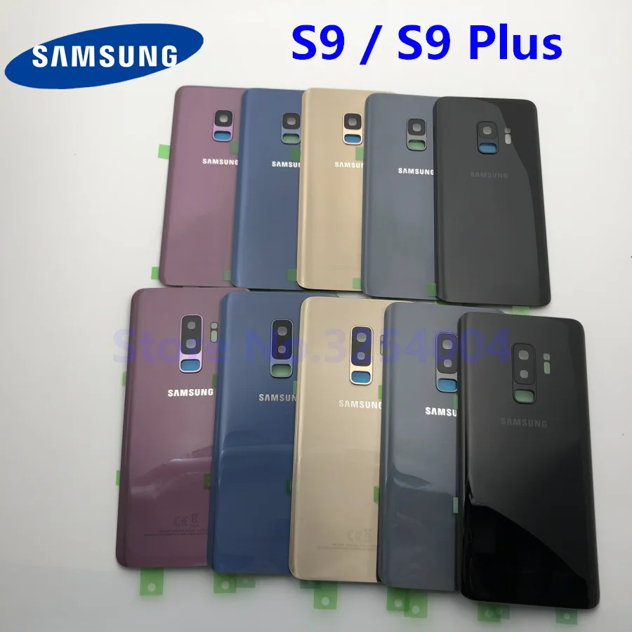 Чехол на заднюю батарейку S9 для samsung Galaxy S9 Plus G960F G965F Задняя стеклянная крышка корпуса+ клей+ рамка для объектива камеры