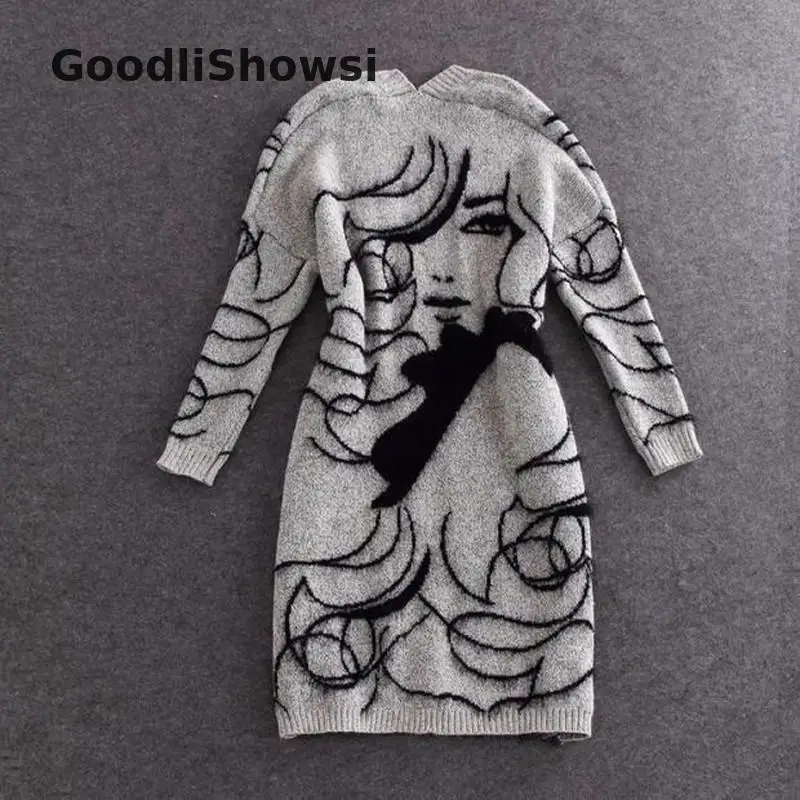 GoodliShowsi Модный женский зимний Свободный кардиган, мохер, Модный узор, открытый шов, длинный рукав, свитера, Повседневные вязаные