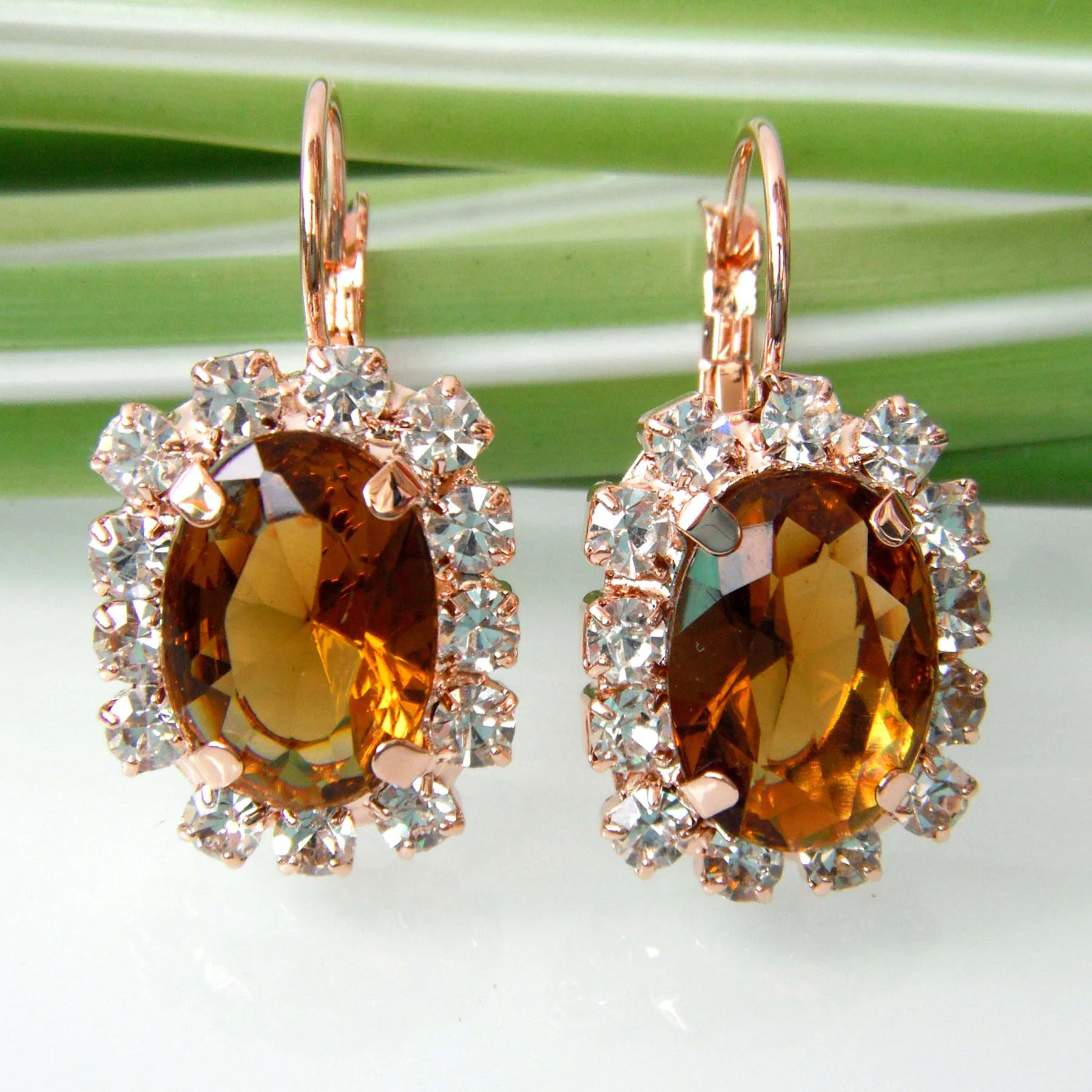 Серьги Navachi SMT1704 овальные прозрачные стразы|earrings moissanite|earrings cakeearring distributors |