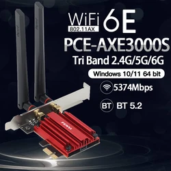 Adaptateur WiFi 6E AX210 Tri bande 5374/5/6Ghz, 2.4 mb/s, carte réseau sans fil, Compatible avec Bluetooth 5.2, pour PC Win 10/11 