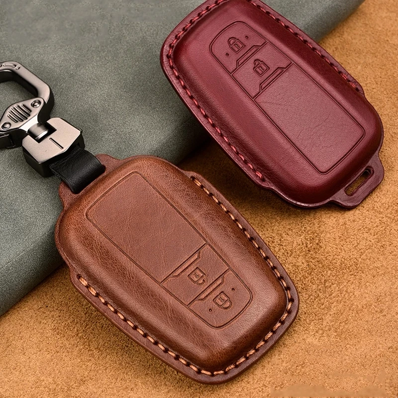 Leather Remote Key Cover Case for Toyota CHR Prado 2017 2018 Prius Camry Corolla RAV4 2019 2020 Ring | Автомобили и мотоциклы